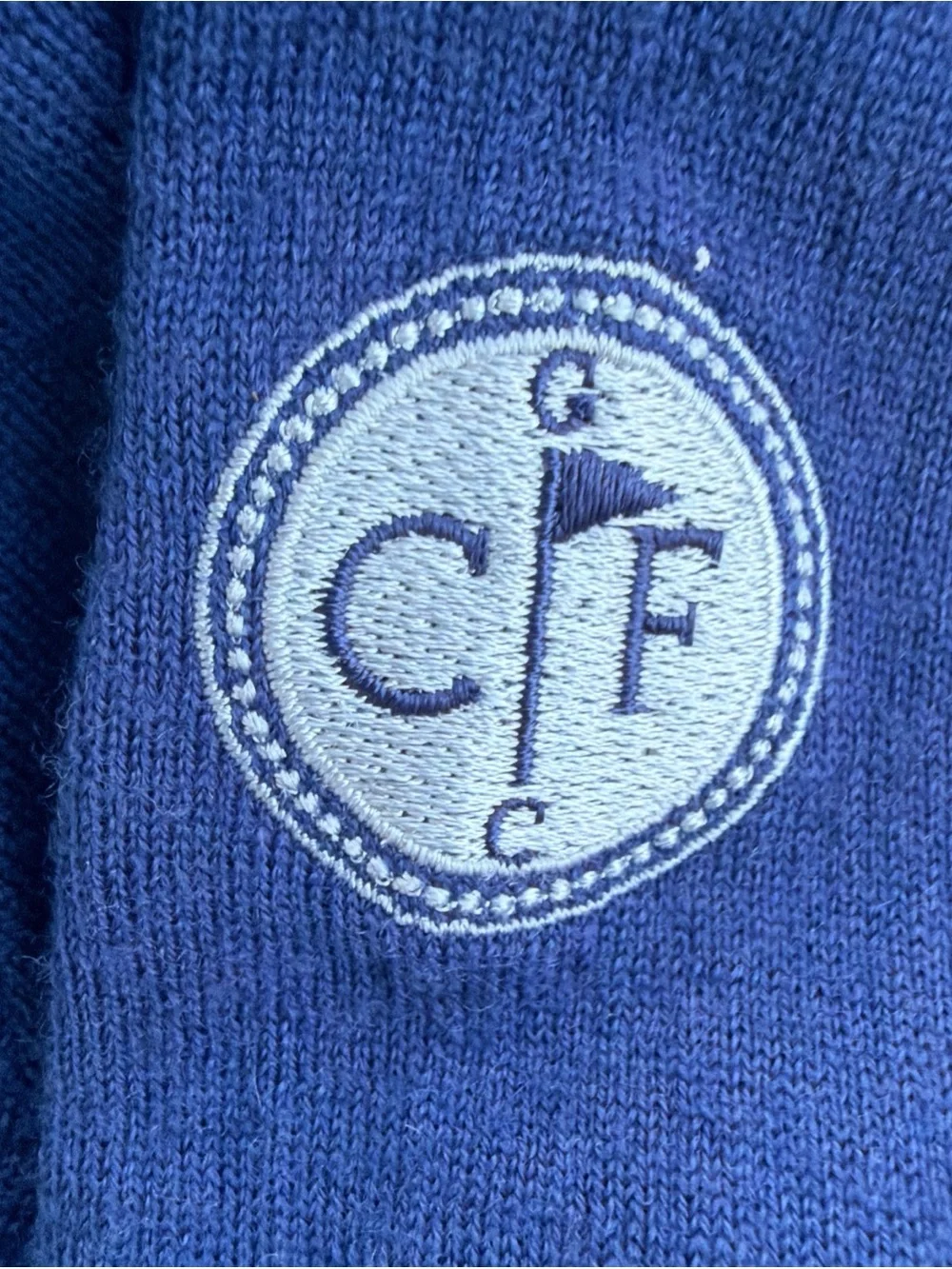 Peter Millar Men L Wool Blend Blue 1/4 Zip Sweater “Conway Farms Golf Club” Logo